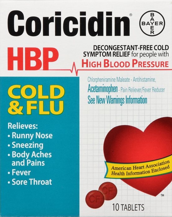 Coricidin HBP Chest Cold & Flu Tablets 10ct