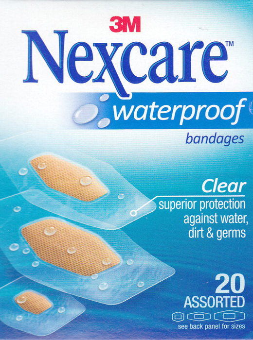 Nexcare Waterproof Clear Bandages, Assorted Sizes 20ct