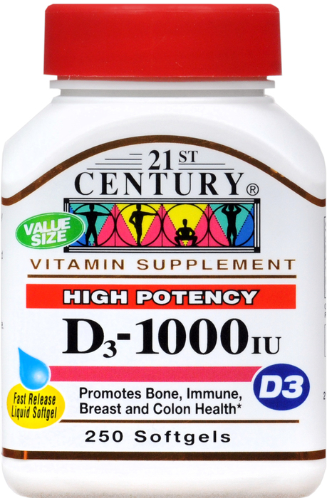 21st Century Vitamin D3 1000 IU Softgels 250ct