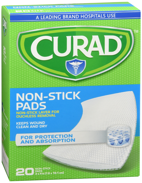 Curad Medium Non-Stick Pads 3”x4” 20ct