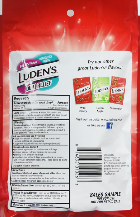 LUDENS DUAL RELIEF WILD CHERRY DROP 25CT