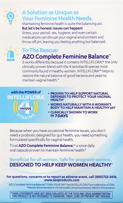 AZO Complete Feminine Balance Daily Probiotic Capsules 30ct