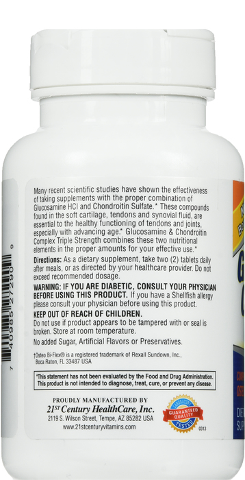 21st Century Glucosamine Chondroitin Complex + MSM Tablets 80ct