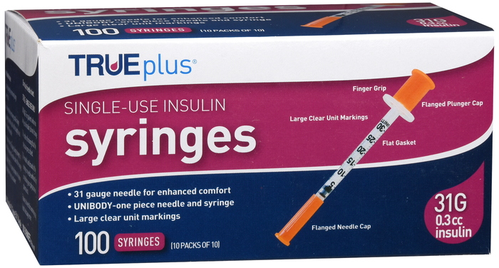 TRUEPLUS SYRINGE 5/16 INCH 31GX3/10CC 100CT