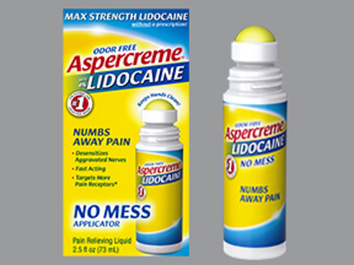 Aspercreme Lidocaine No-Mess Roll-On Pain Relief Liquid 2.5oz