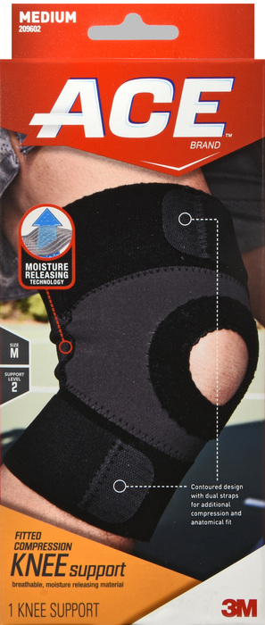 ACE Fitted Compression Moisture Releasing Knee Support Brace Medium 1ct