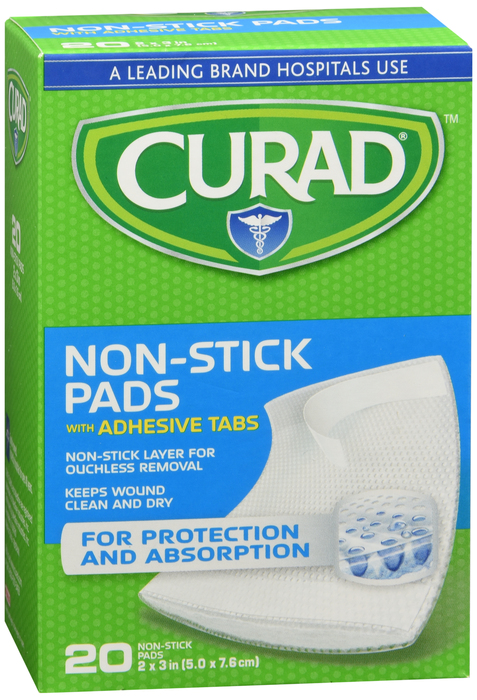 CURAD PAD NON-STICK W/ADH TAB 2"X3" 20CT