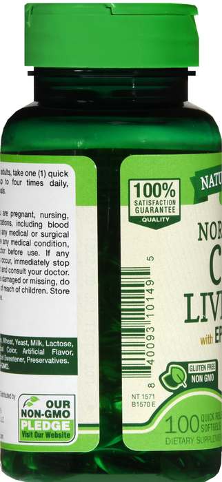 COD LIVER OIL NORWEGN SGC 100CT NAT TRU