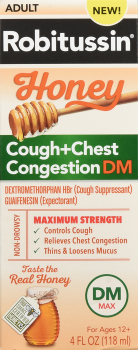 Robitussin Honey Cough + Chest Congestion DM Maximum Strength Liquid 4oz