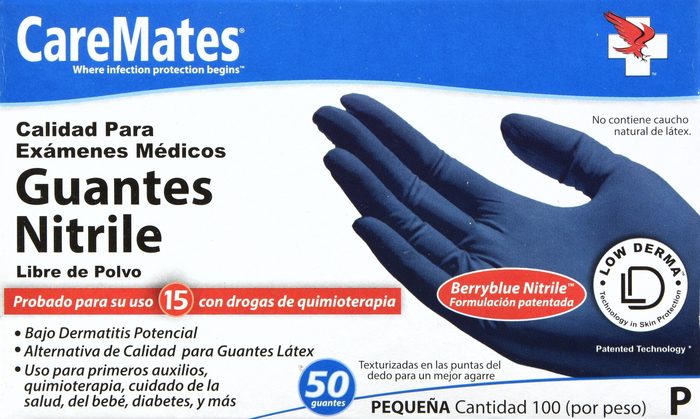 Gloves CareMates Nitrile Powder-Free S 50ct