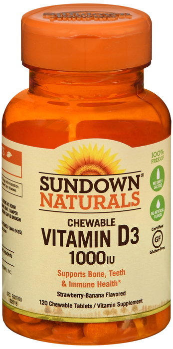 Sundown Vitamin D3 1000IU Chewable Tablets 120ct