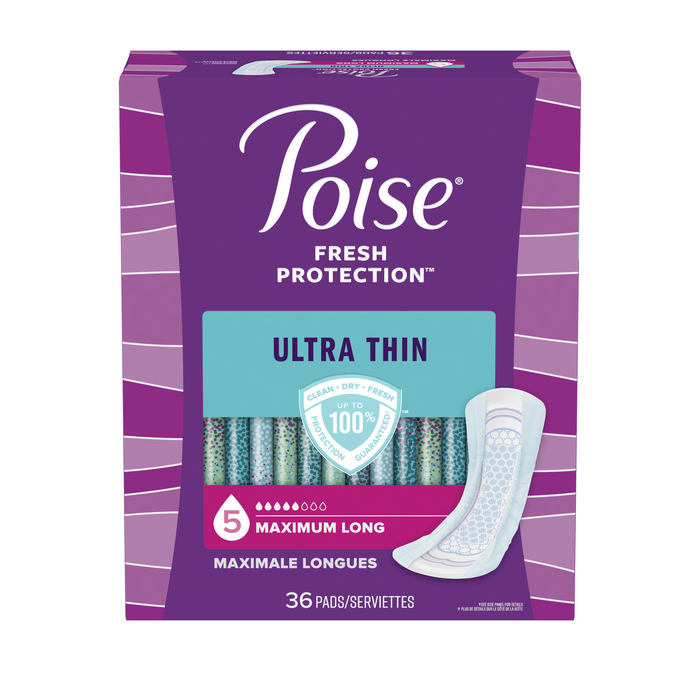 POISE ULTRA THIN MAXIMUM LONG PAD 2X36CT