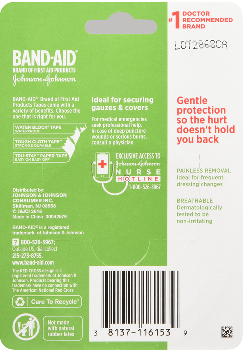 BAND-AID Hurt-Free Medical Paper Tape 1ct