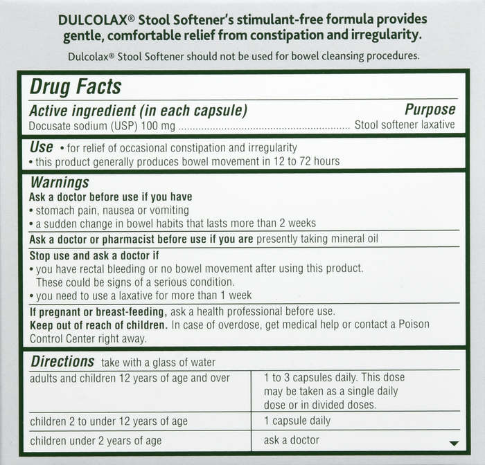 DULCOLAX STOOL SOFTENER LIQUIGEL 100CT