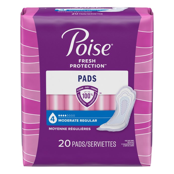 Poise Regular Length Moderate Absorbency Pads 20ct