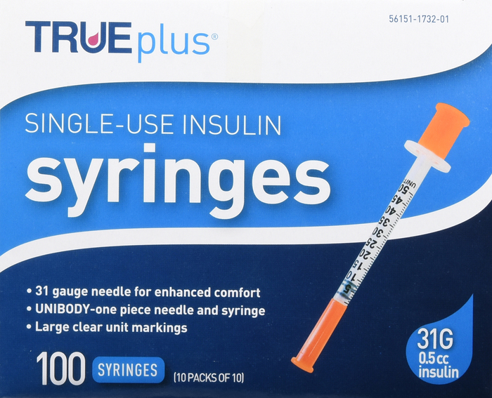 TRUEPLUS SYRINGE 5/16" 31GX1/2CC 100CT