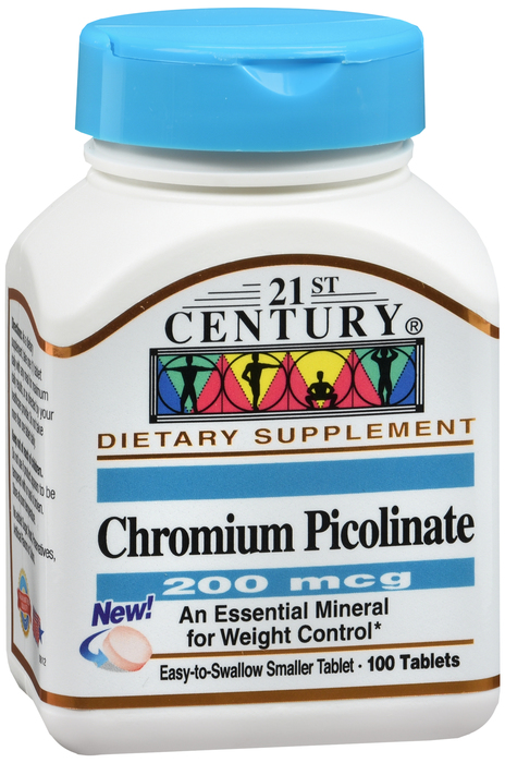 21st Century Chromium Picolinate 200mg Tablets 100ct