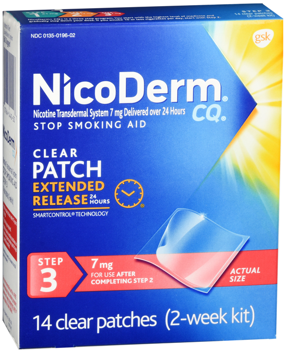 NicoDerm Nicotine Patches 7mg Step 3 Clear Patches 14ct