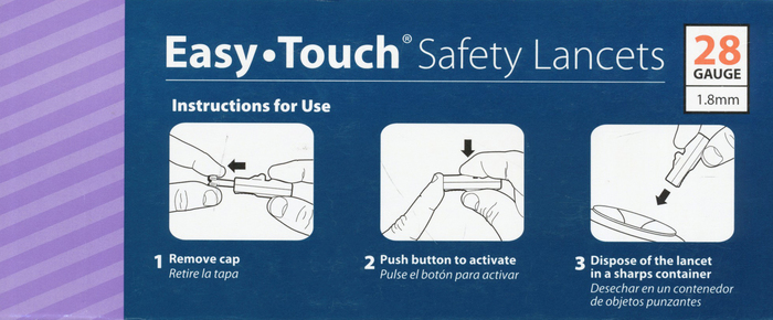 EASY TOUCH LANCET 28G BUTTON ACTV 100CT