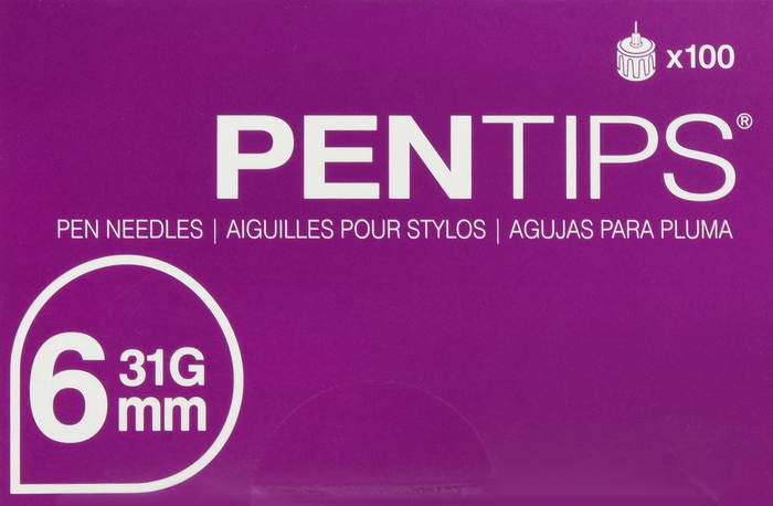 PENTIPS PEN NEEDLES 6MMX31G 100CT