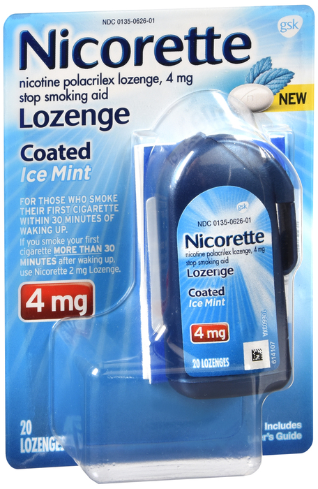 Nicorette Stop Smoking Aid 4mg Ice Mint Coated Nicotine Lozenges 20ct