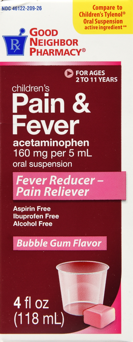 Good Neighbor Pharmacy Children's Pain and Fever Bubble Gum Liquid 4oz