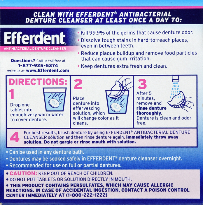 Efferdent Anti-Bacterial Denture Cleanser Mint 44ct