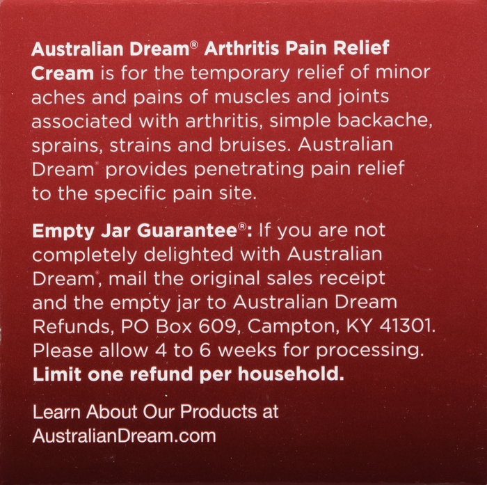 Australian Dream Arthritis Pain Relief Cream 4oz