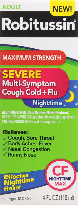 Robitussin DM Max Strength Cough, Cold, & Flu Nighttime Liquid 4oz