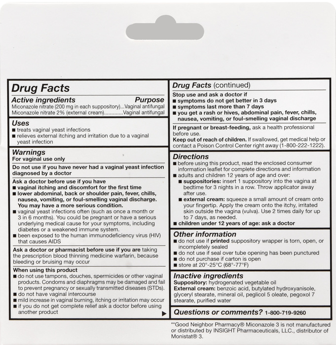 Good Neighbor Pharmacy Miconazole 3 Vaginal Antifungal Combination Pack 0.32oz