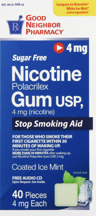 Good Neighbor Pharmacy Nicotine Gum 4mg Sugar Free Coated Ice Mint 40ct