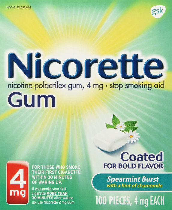 NICORETTE GUM 4MG SPEARMINT 100CT