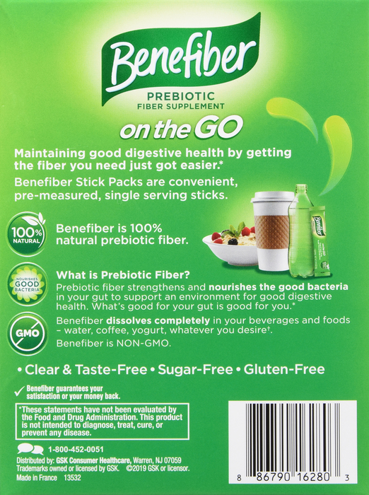 Benefiber Fiber Supplement On the Go Unflavored Stick Packs 28ct