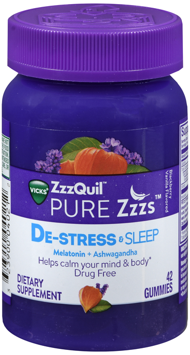 ZZZQuil Pure Zzzs Melatonin Destress & Sleep Gummies 42ct