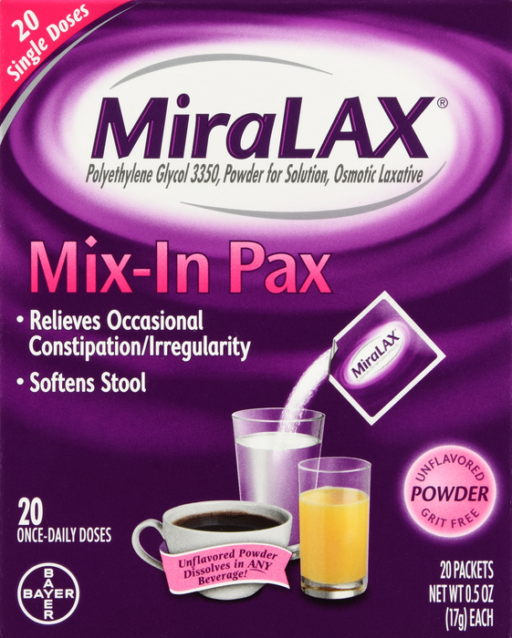 MIRALAX SINGLE DOSE PACKET POWDER 20CT