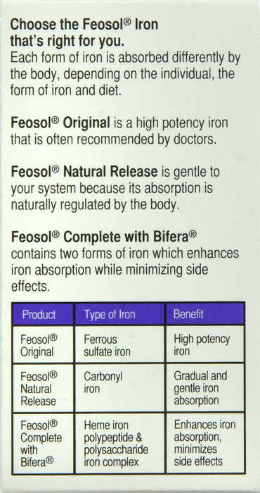 Feosol Bifera HIP & PIC Complete Iron Supplement Caplets 30ct