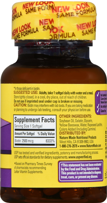 Nature Made Biotin 2,500mcg Softgels 90ct