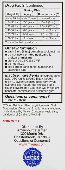 Good Neighbor Pharmacy Children's Ibuprofen 100mg Grape Liquid 4oz