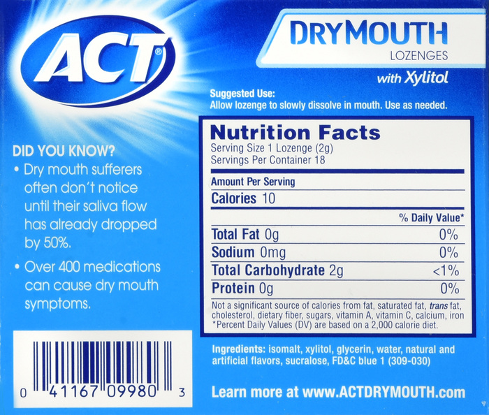 ACT Total Care Dry Mouth Mint Lozenges 18ct