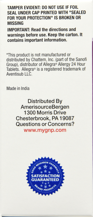 Good Neighbor Pharmacy Allergy Relief 24 Hour Antihistamine 180mg Tablets 30ct