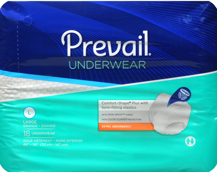 Prevail Underwear Large Extra Absorbency 44-58" 4x18ct