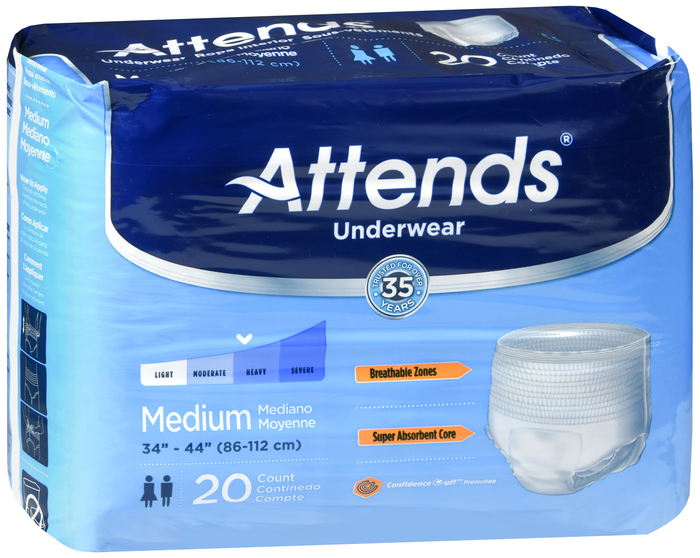 Attends Underwear Extra Moderate Absorbency Medium 20ct