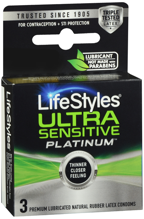 LIFESTYLES ULTR SENSTV PLATNM CONDOM 3CT