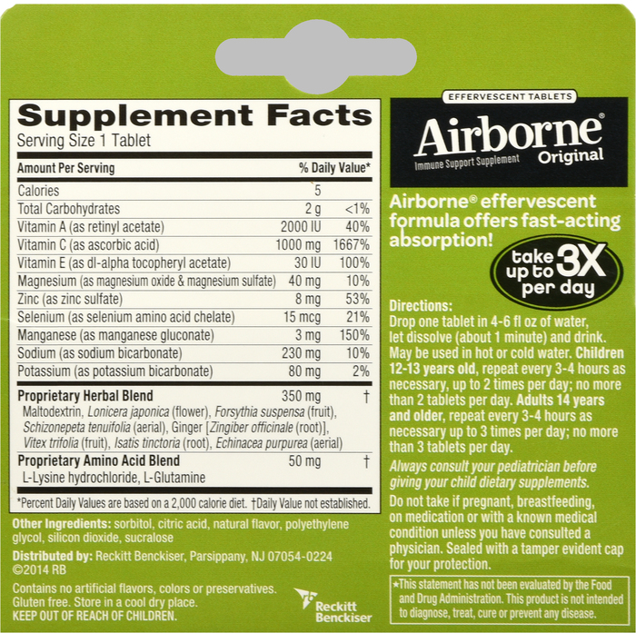 AIRBORNE TABLET LEMON LIME 10CT