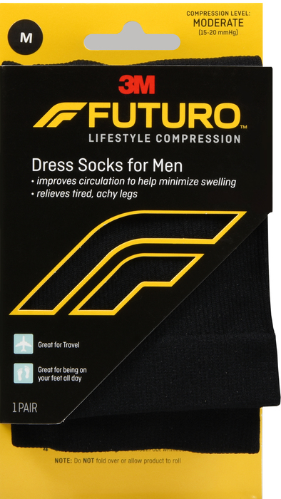 Futuro Men's Dress Socks 15-20mmHg Black Medium 1ct