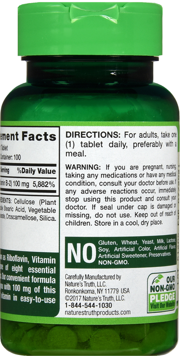 VIT B-2 100MG TAB 100CT NAT TRUTH