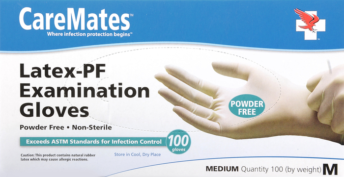 Gloves CareMates Latex Powder-Free M 100ct