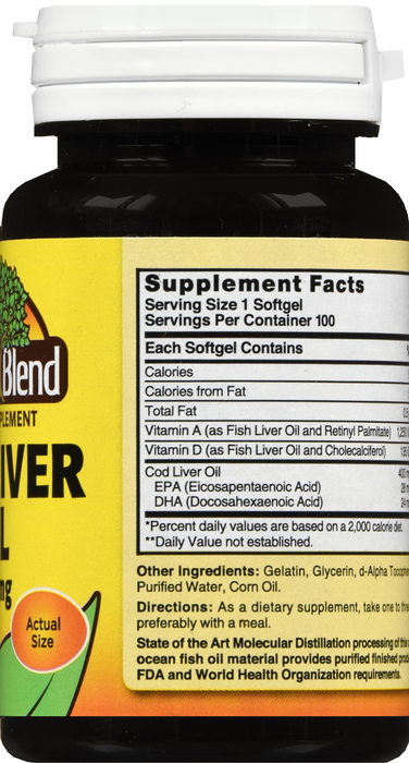 COD LIVER OIL SOFTGEL 100CT NAT BLEND