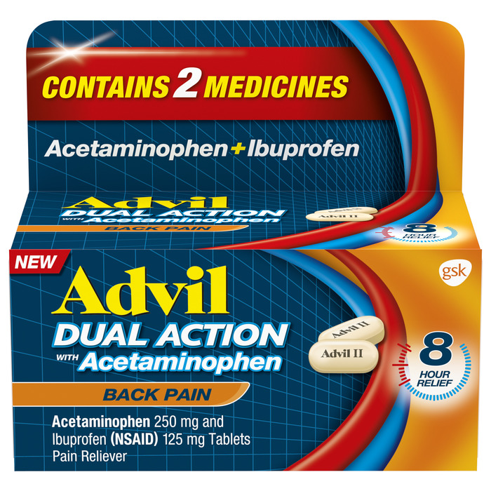 Advil Dual Action With Acetaminophen Back Pain Caplets 72ct