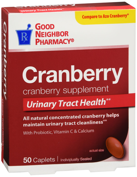 Good Neighbor Pharmacy Cranberry Supplement with Probiotic, Vitamin C & Calcium Caplets 50ct